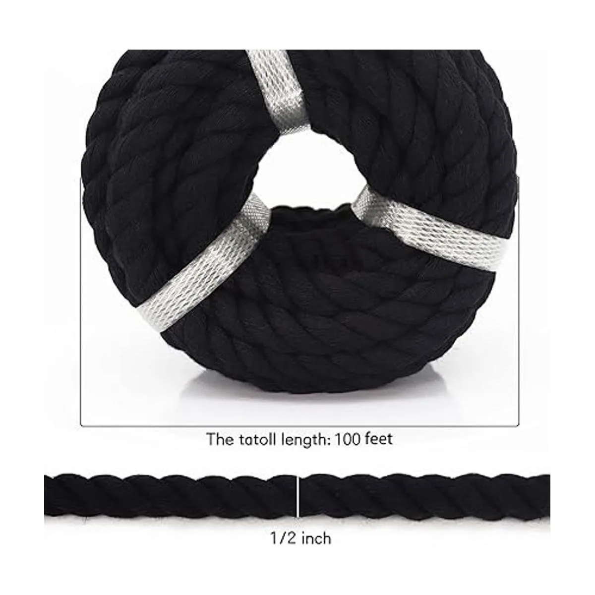 Cuerda negra de algodón trenzado de 12 pulgada cuerda_4