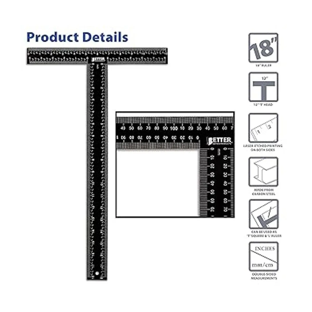T Square T Ruler regla de metal en T de 18 pulgadas_3