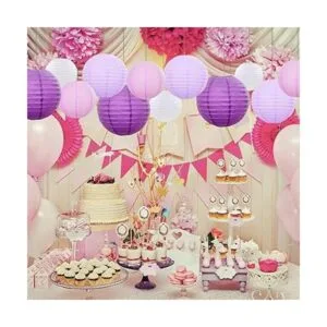 Famolay Faroles de papel morados 12 piezas de tamaños_4