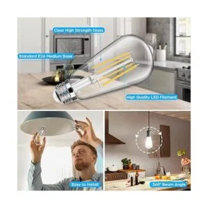 Paquete de 4 bombillas LED Edison E26 vintage equivalente_3