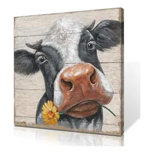 Cuadros rústicos de vaca para decoración de pared lienzo_7