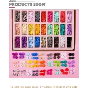 YICBOR Juego de 270 botones de plástico T5 con broches de_2