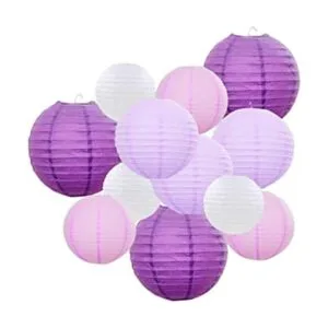 Famolay Faroles de papel morados 12 piezas de tamaños_1