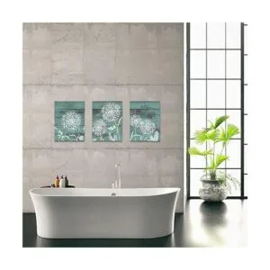 Arte de pared de diente de león decoración de baño_5