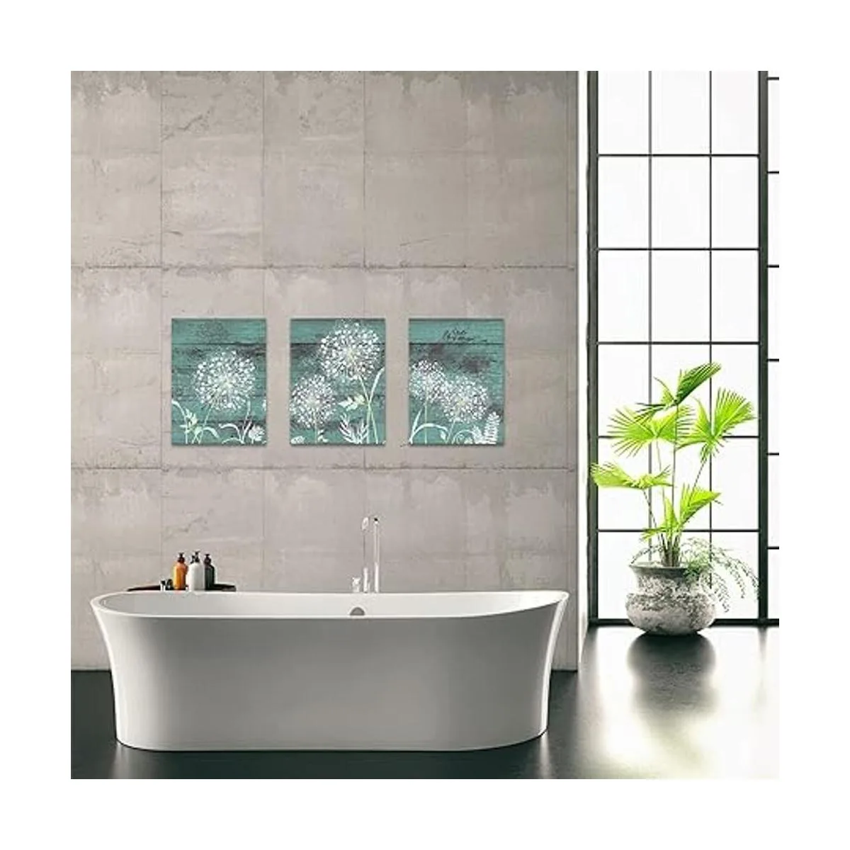 Arte de pared de diente de león decoración de baño_5