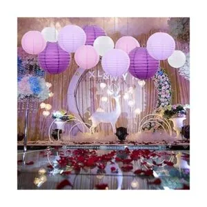 Famolay Faroles de papel morados 12 piezas de tamaños_6