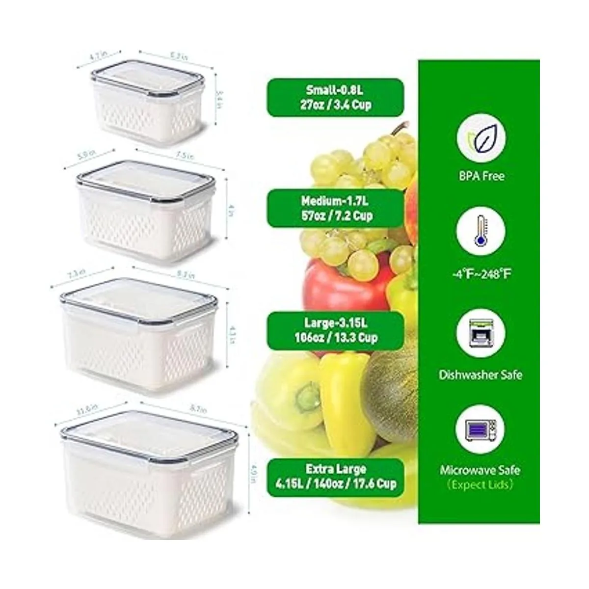 Paquete de 4 recipientes de almacenamiento de frutas_3