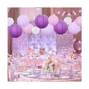 Famolay Faroles de papel morados 12 piezas de tamaños_3