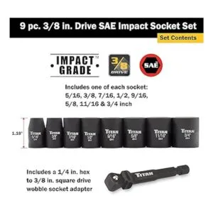 Titan 48001 Juego de llaves de impacto SAE de 9 piezas de_3