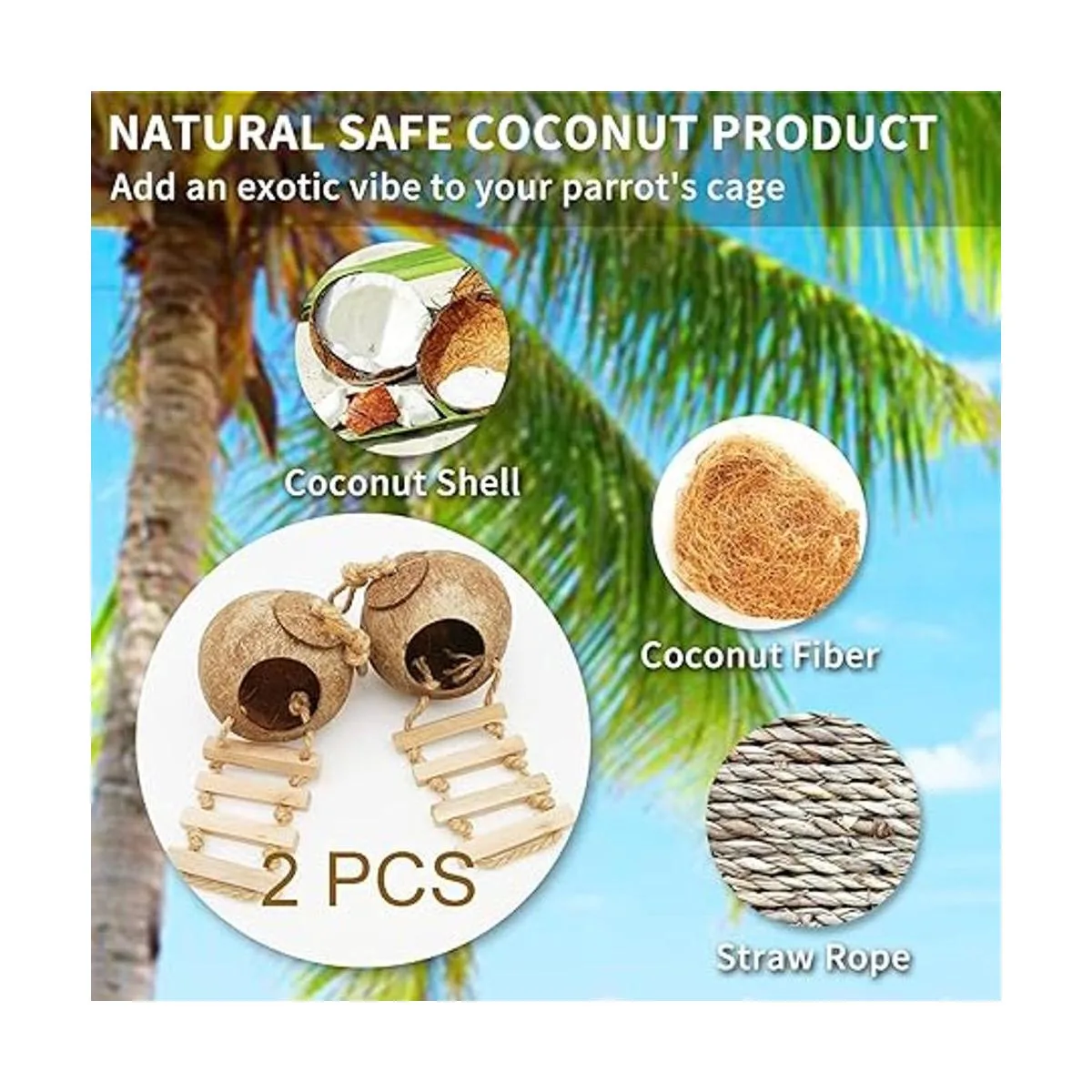 Tfwadmx Piel de coco con escalera jaula colgante de fibra_2