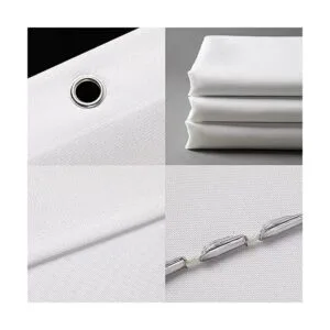 Cortina de ducha en blanco y negro con borlas cortina de_5