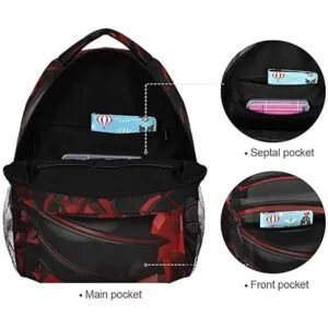 Krafig Mochila de baloncesto roja y negra para niños y_7