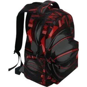Krafig Mochila de baloncesto roja y negra para niños y_2