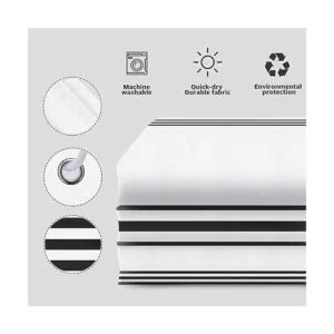 Cortina de ducha en blanco y negro con borlas cortina de_3