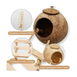 Tfwadmx Piel de coco con escalera jaula colgante de fibra_3