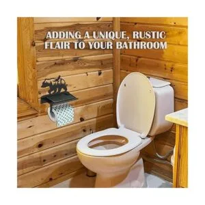 Soporte de papel higiénico con estante decoración rústica_2