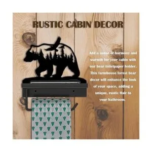 Soporte de papel higiénico con estante decoración rústica_3