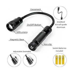 Luz de trabajo LED linterna flexible de cuello de cisne_2