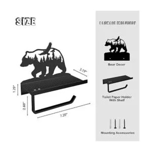 Soporte de papel higiénico con estante decoración rústica_4