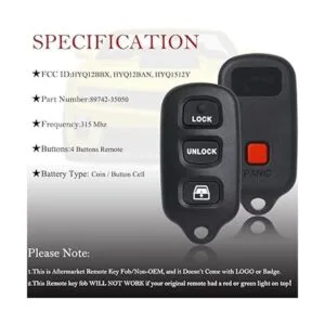 Llavero de repuesto remoto compatible con Toyota 4Runner_4