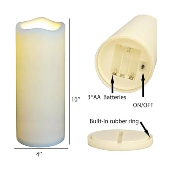 Velas LED sin llama de 4 x 10 pulgadas para exteriores_2