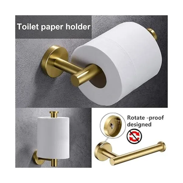 Soporte de papel higiénico dorado juego de 2 toallas de_4