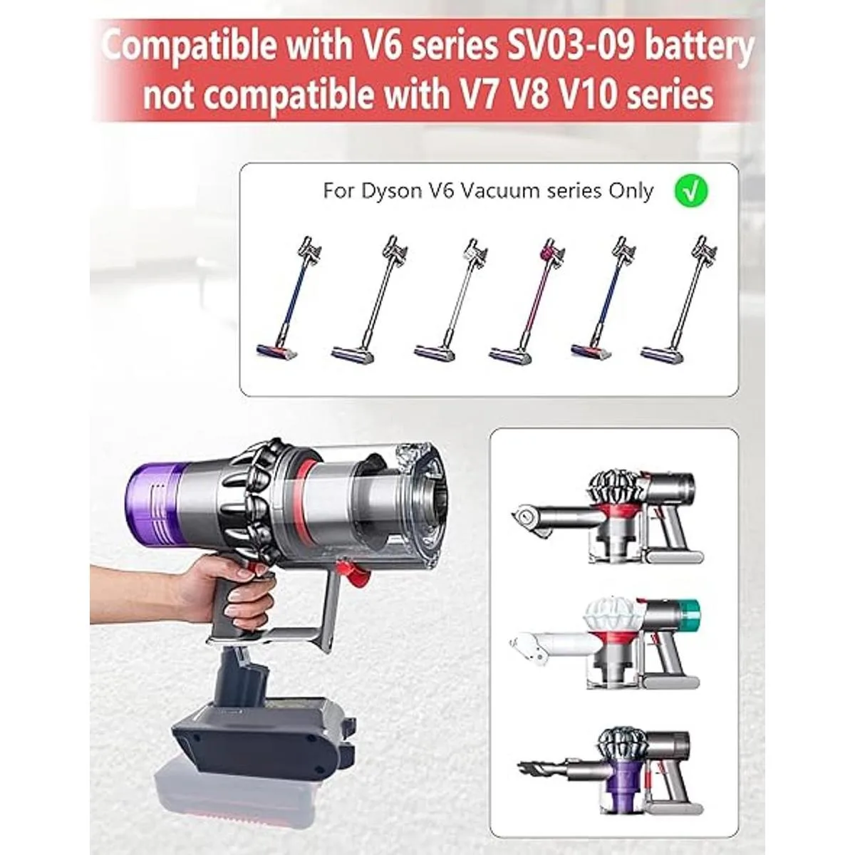 EID Reemplazo para batería Dyson V6 adaptador MIL18V6_6