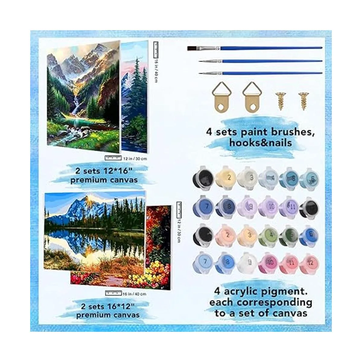 Fycert Paquete de 4 pinturas por números para adultos y_2