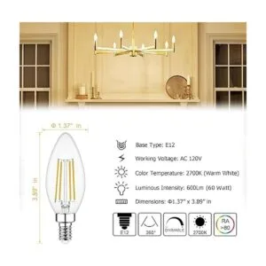 Bombilla LED de candelabro regulable de 2700 K suave y_3