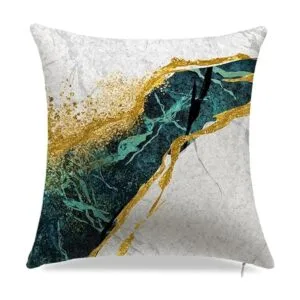 Juego de 4 fundas de almohada de mármol verde y dorado_2
