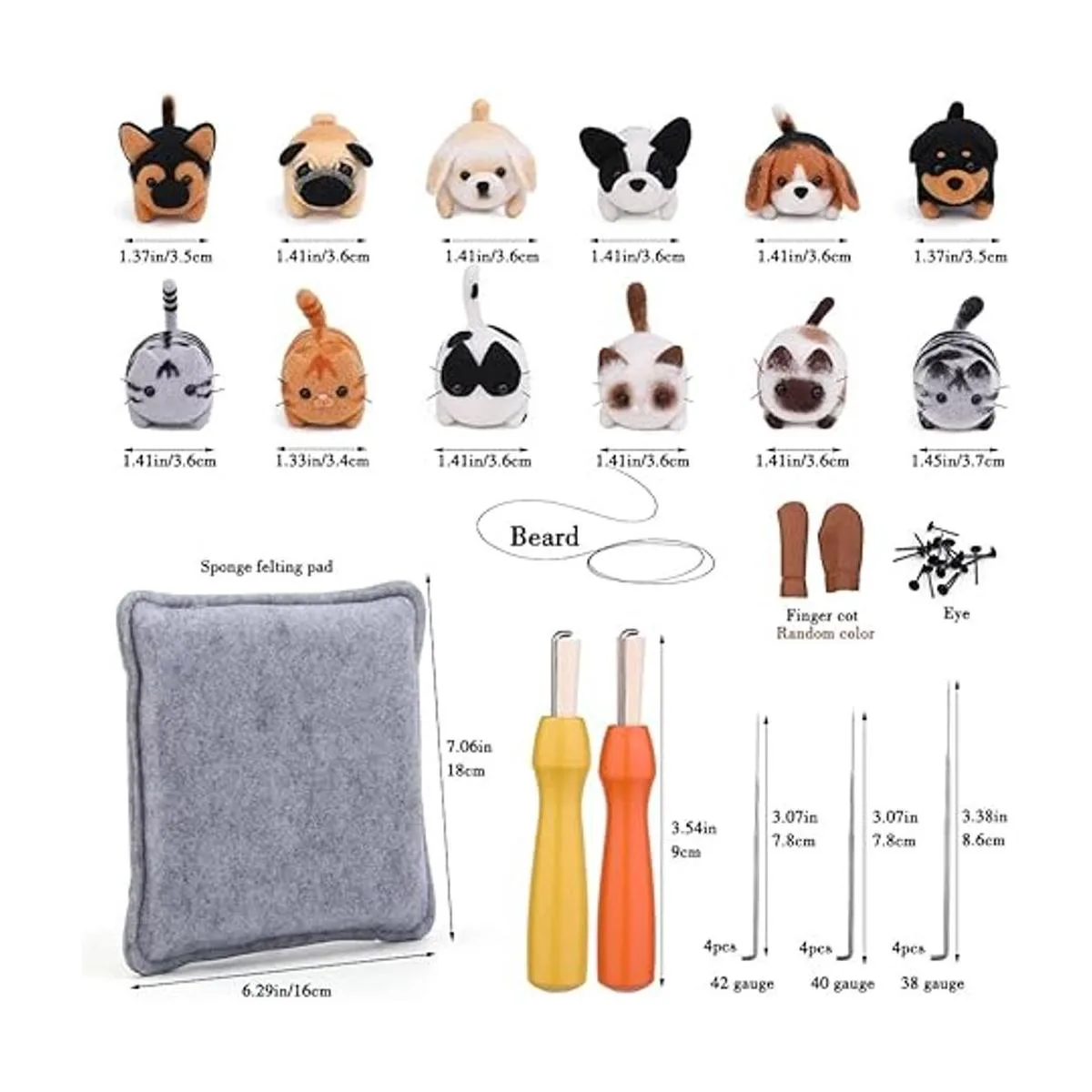 Kit de fieltro de aguja 12 piezas para hacer muñecas kit_2