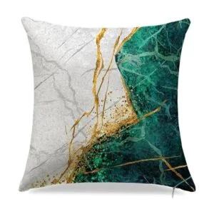 Juego de 4 fundas de almohada de mármol verde y dorado_4