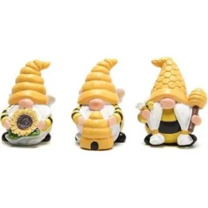 Hodao 3 piezas de decoración de gnomos de primavera de_1
