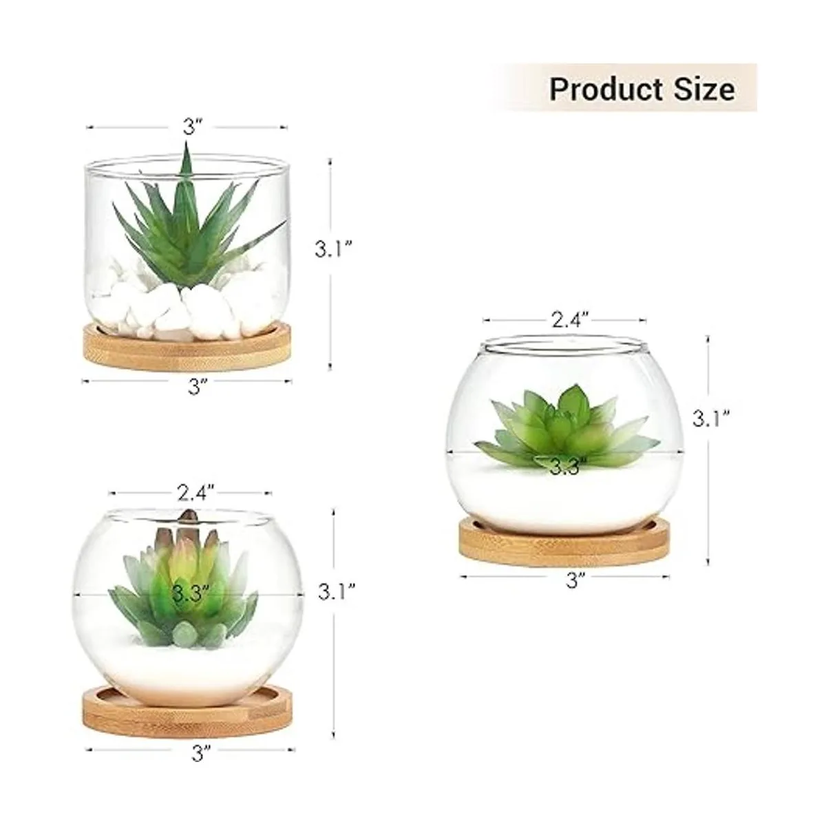 Mkono Suculentas artificiales en maceta de vidrio_5