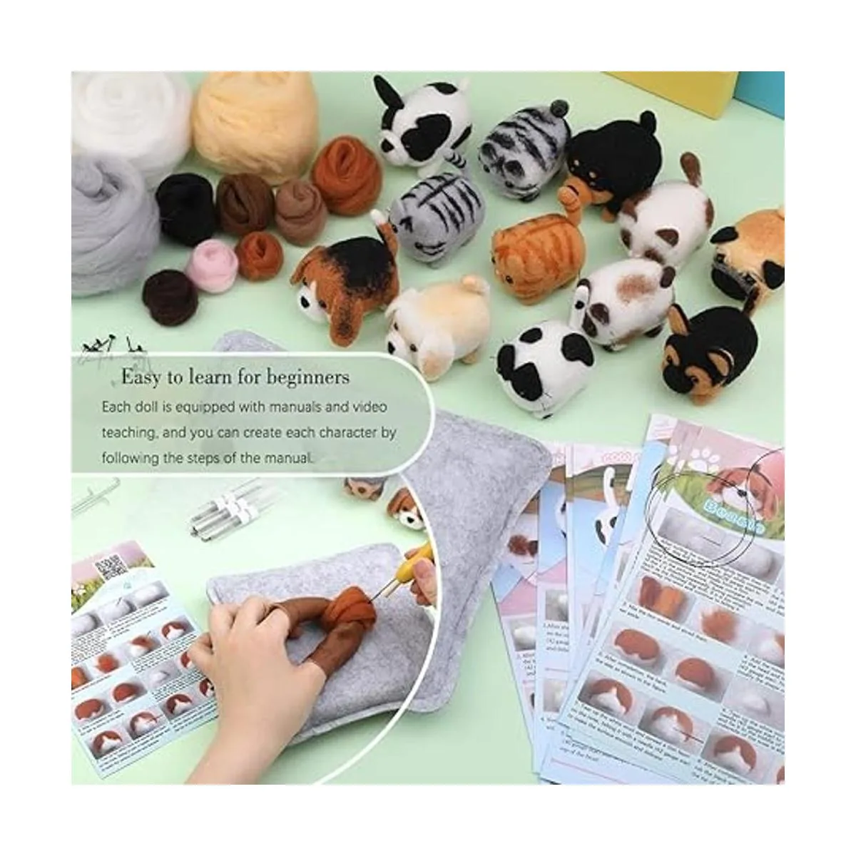 Kit de fieltro de aguja 12 piezas para hacer muñecas kit_3