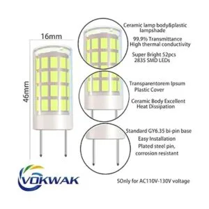 VOKWAK Bombilla LED GY6.35 GY6.35 con base bipin T4 JC_2