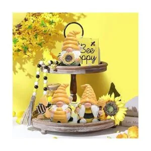 Hodao 3 piezas de decoración de gnomos de primavera de_4