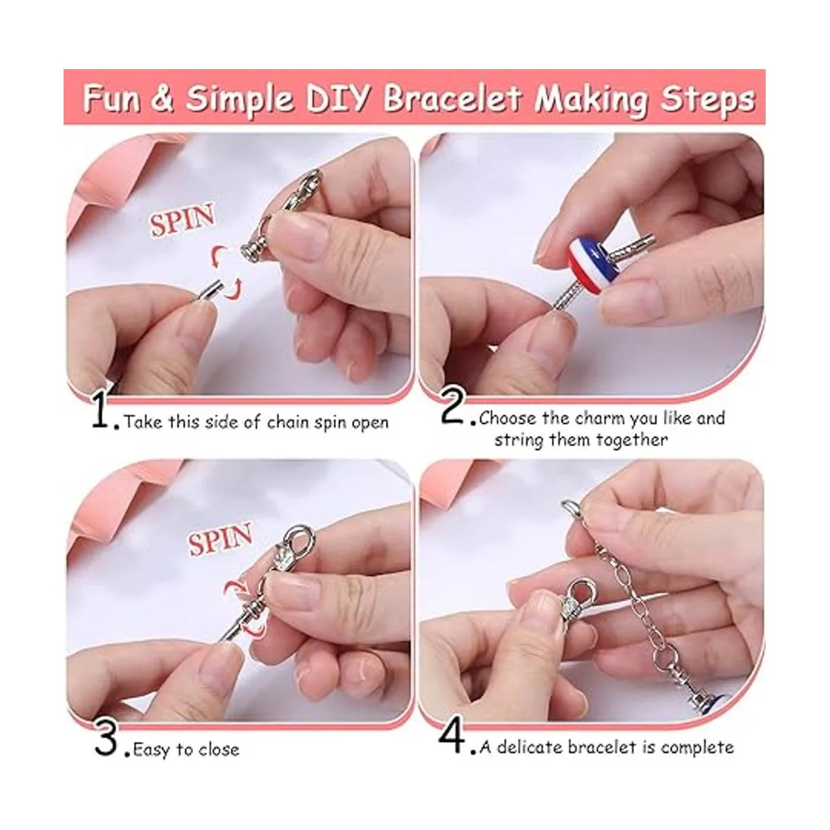 Kit de 180 pulseras con dijes para niñas juego de_5