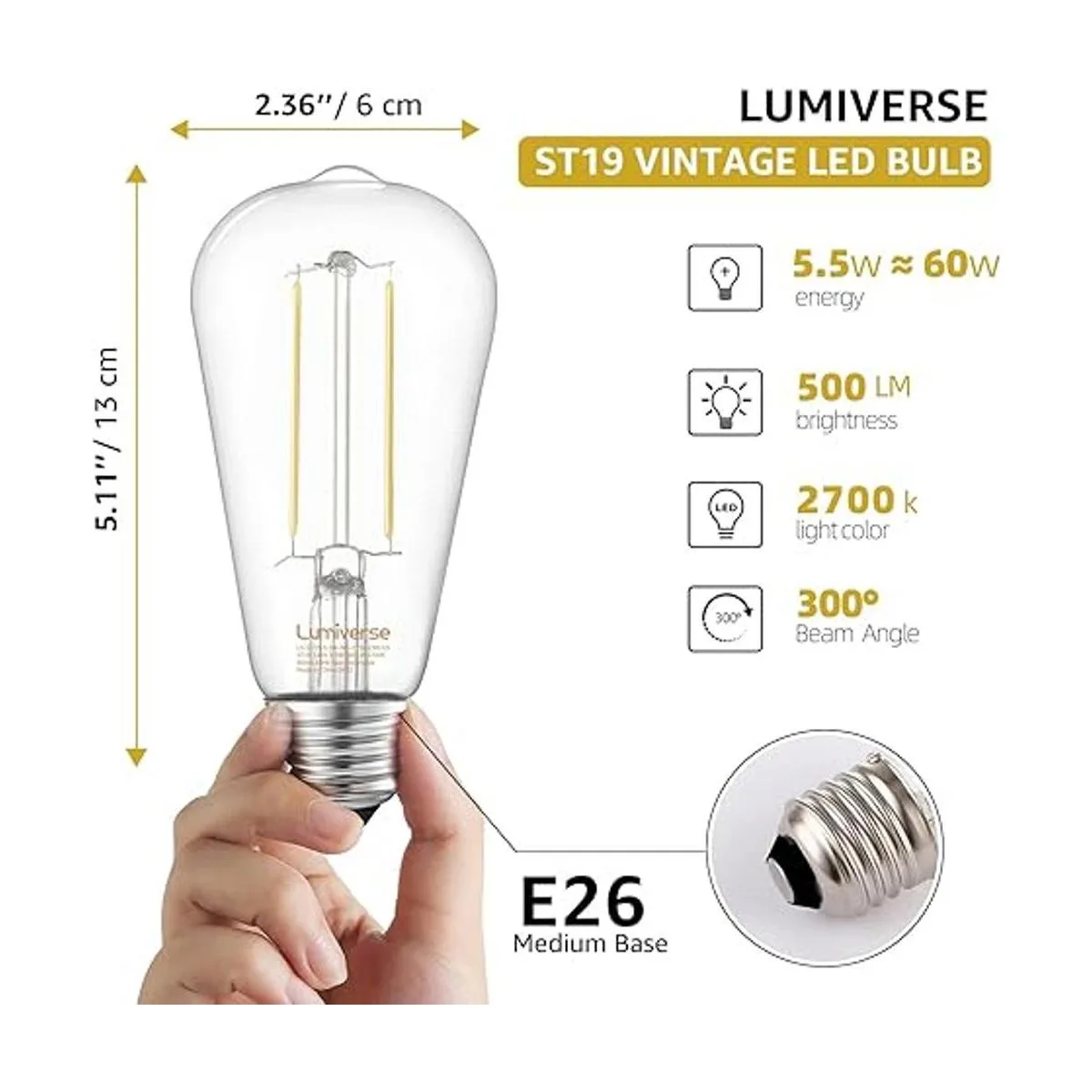 Lumiverse Bombillas LED Edison vintage E26 CRI 90_2