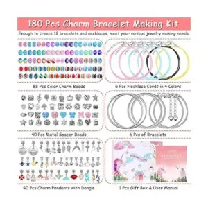 Kit de 180 pulseras con dijes para niñas juego de_6