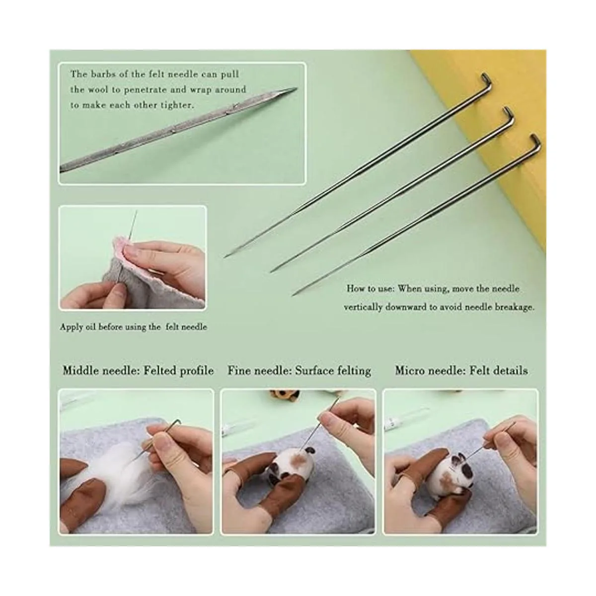 Kit de fieltro de aguja 12 piezas para hacer muñecas kit_5