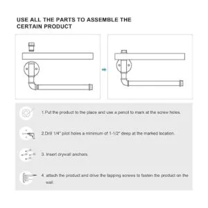 HouseAid Soporte de papel higiénico de tubo industrial con_6