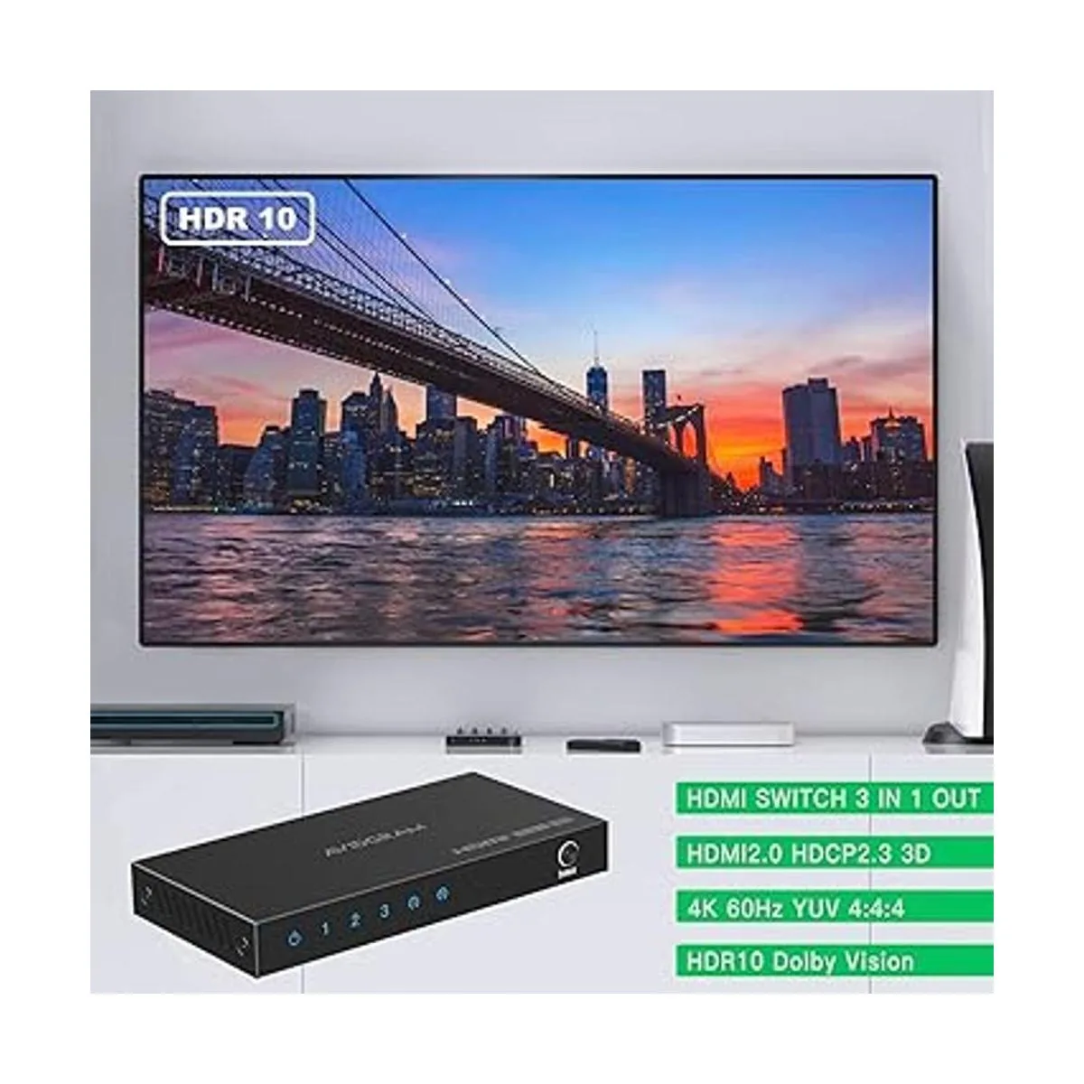 AVIDGRAM HDMI 4K 60Hz conmutador HDMI 2.0 3 en 1 salida_6