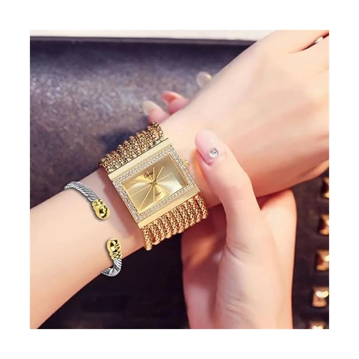 Gosasa Reloj de pulsera multicadena dorado plateado para_2