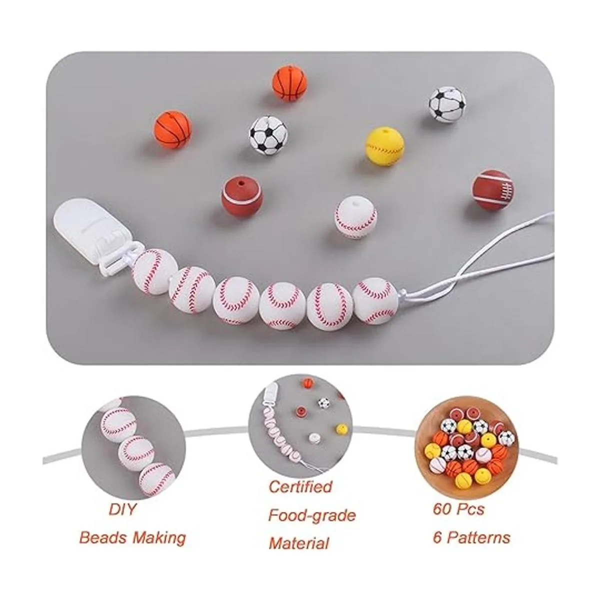 Silicone Beads 60pcs 15mm Silicone Beads Bulk with String_6