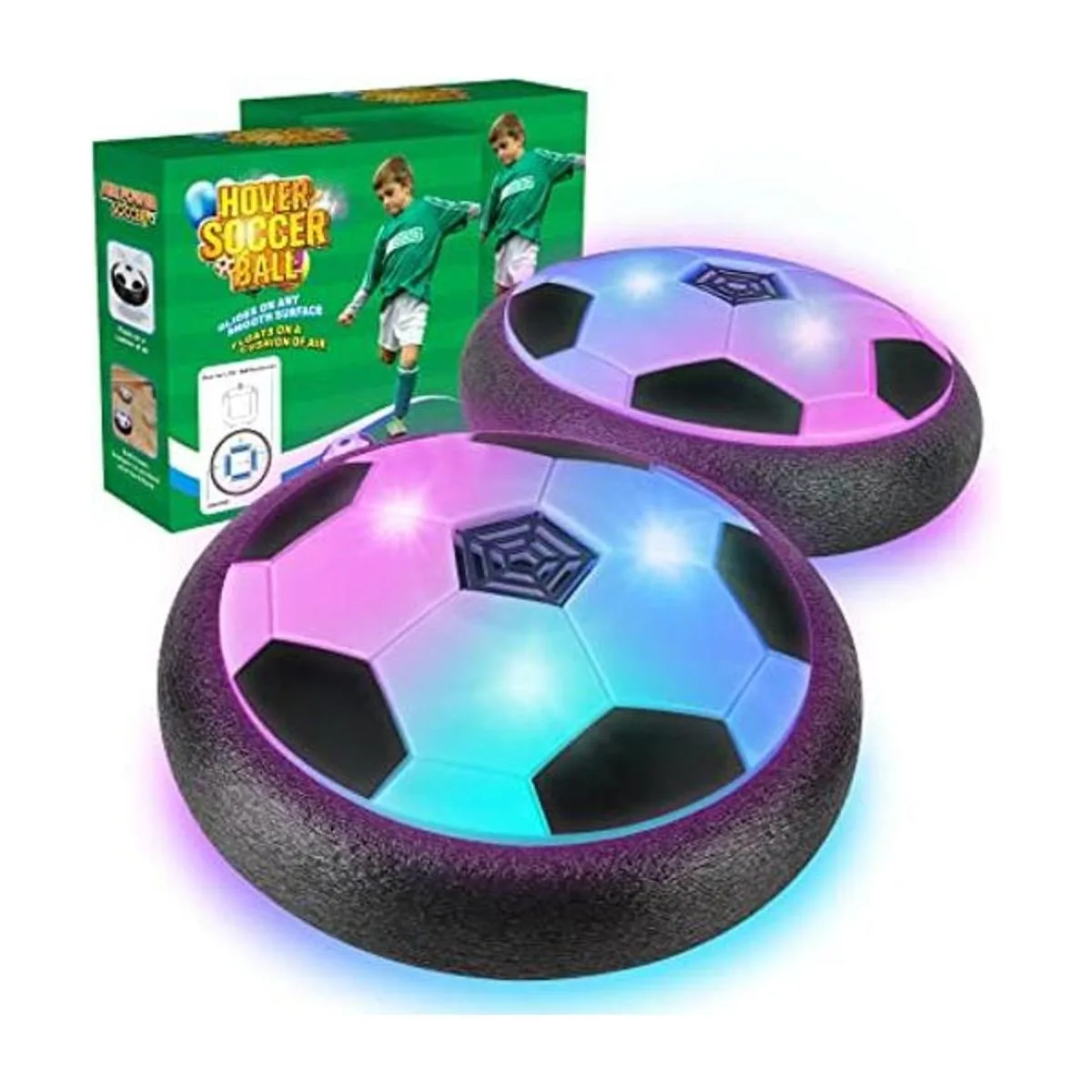 Paquete de 2 pelotas de fútbol con 8 baterías juguete de_1