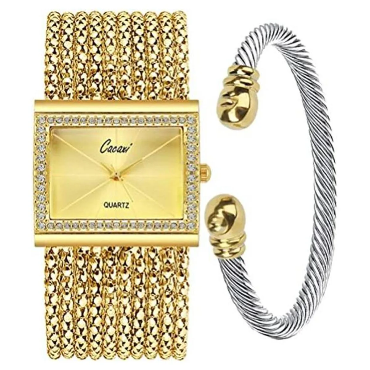 Gosasa Reloj de pulsera multicadena dorado plateado para_1