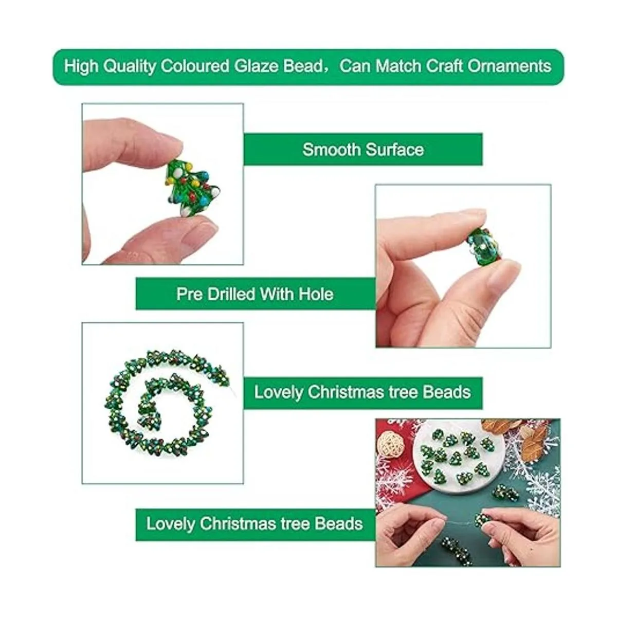 Cheriswelry 20 cuentas de cristal de árbol de Navidad_5