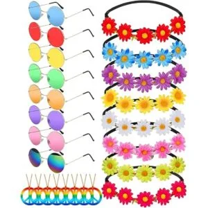Hippie Accessories 24 Pieces 70s Party Decorations Women_1