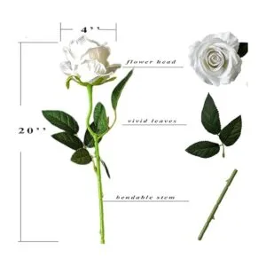 Ukeler 12 rosas artificiales de color blanco rosas_4